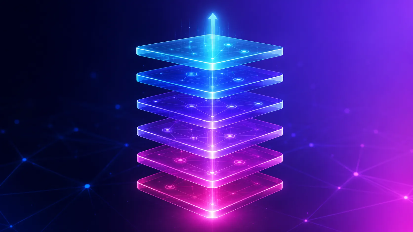 Abstract stack of glowing translucent layers representing Salesforce sharing rules